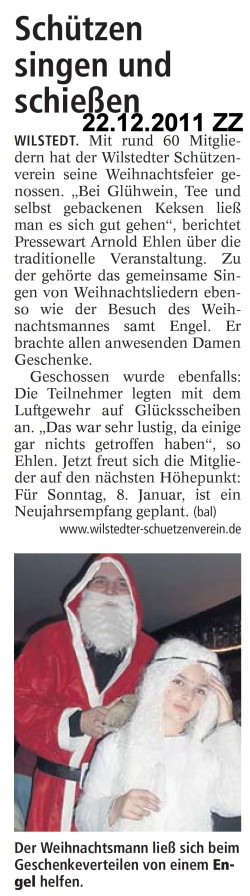 Bericht aus der Zevener Zeitung zur Weihnachtsfeier 2011
